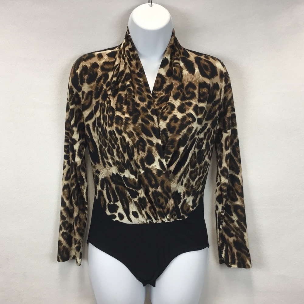 Poetry Long Sleeve Bodysuit Animal Print Leopard Size S